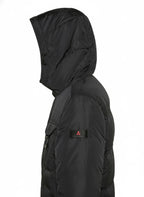Vista del field jacket Peuterey pelle scamosciata nero con cappuccio