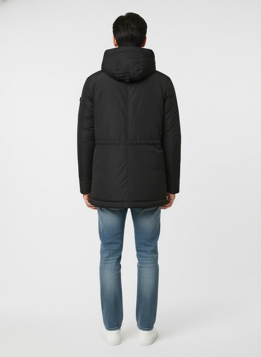 Vista da dietro del field jacket Peuterey pelle scamosciata nero