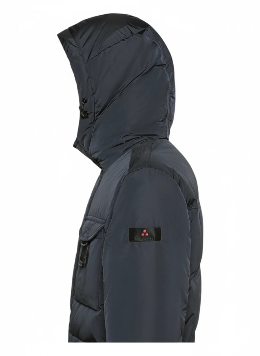 Vista frontale del field jacket Peuterey pelle scamosciata blu