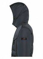 Vista frontale del field jacket Peuterey pelle scamosciata blu