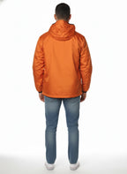 Vista da dietro del giubbotto Peuterey  arancio con cappuccio