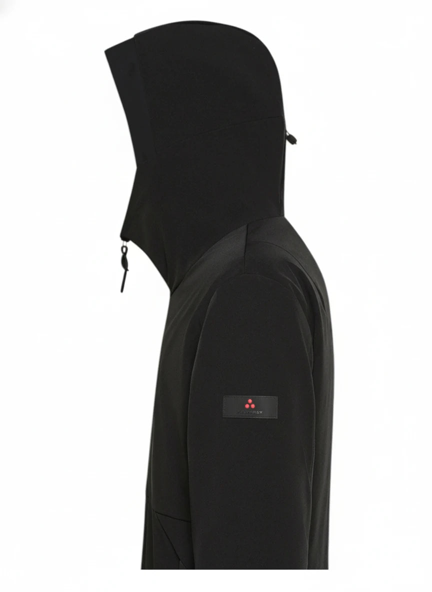 Vista posteriore del giubbotto Peuterey nylon nero con collo particolare