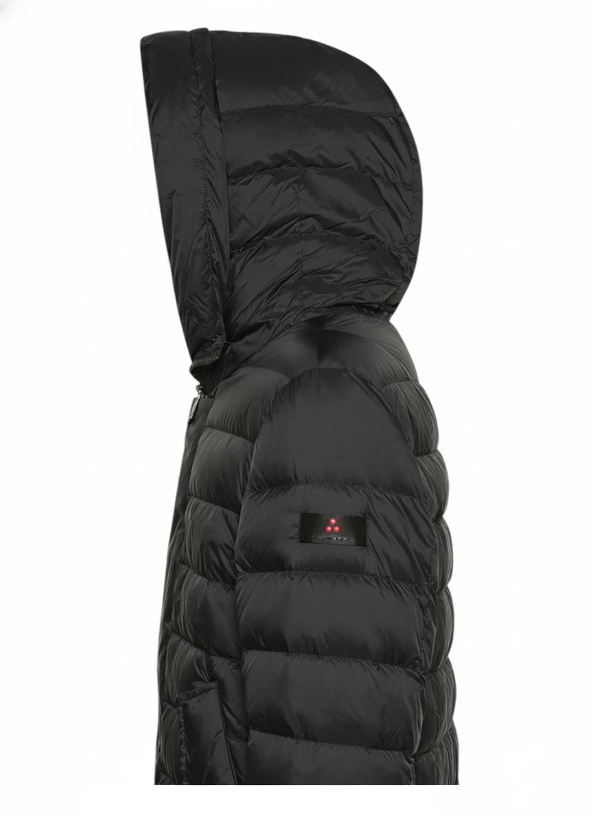 Vista posteriore del piumino Peuterey pelle scamosciata nero