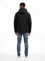 Vista da dietro del bomber Peuterey nylon blu con collo particolare