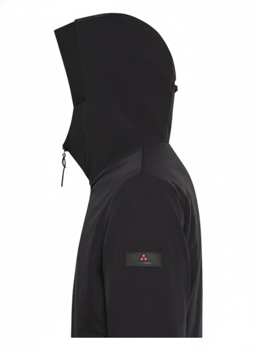 Vista frontale del bomber Peuterey nylon blu con collo particolare