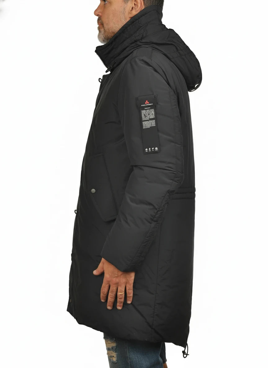 Vista posteriore del giubbotto Peuterey piuma blu con cappuccio