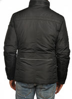 Dettaglio tessuto del field jacket Peuterey pelle scamosciata nero