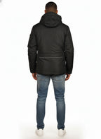 Vista da dietro del field jacket Peuterey pelle scamosciata nero