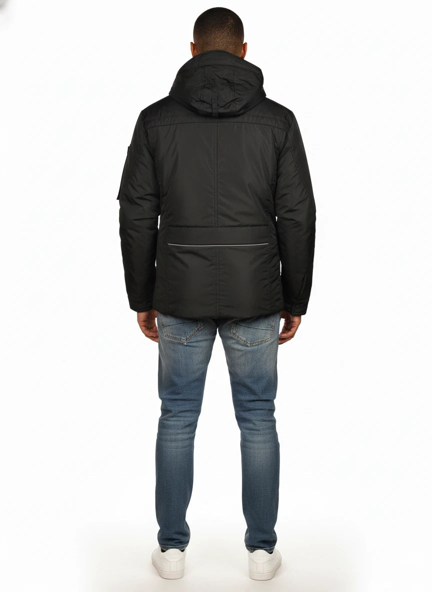 Vista da dietro del field jacket Peuterey pelle scamosciata nero