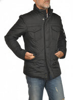 Vista frontale del field jacket Peuterey pelle scamosciata nero