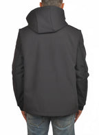 Dettaglio tessuto del giubbotto Peuterey nylon blu con cappuccio