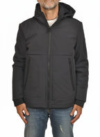 Vista posteriore del giubbotto Peuterey nylon blu con cappuccio