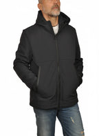 Vista frontale del giubbotto Peuterey nylon blu con cappuccio