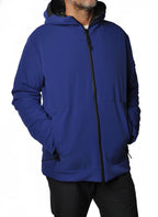 Vista frontale del giubbotto Peuterey tessuto tecnico royal con cappuccio