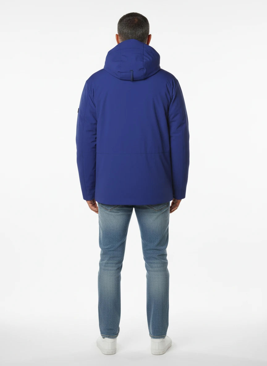 Vista da dietro del giubbotto Peuterey tessuto tecnico royal