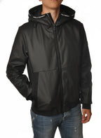 Vista posteriore del bomber Peuterey tessuto tecnico nero con cappuccio