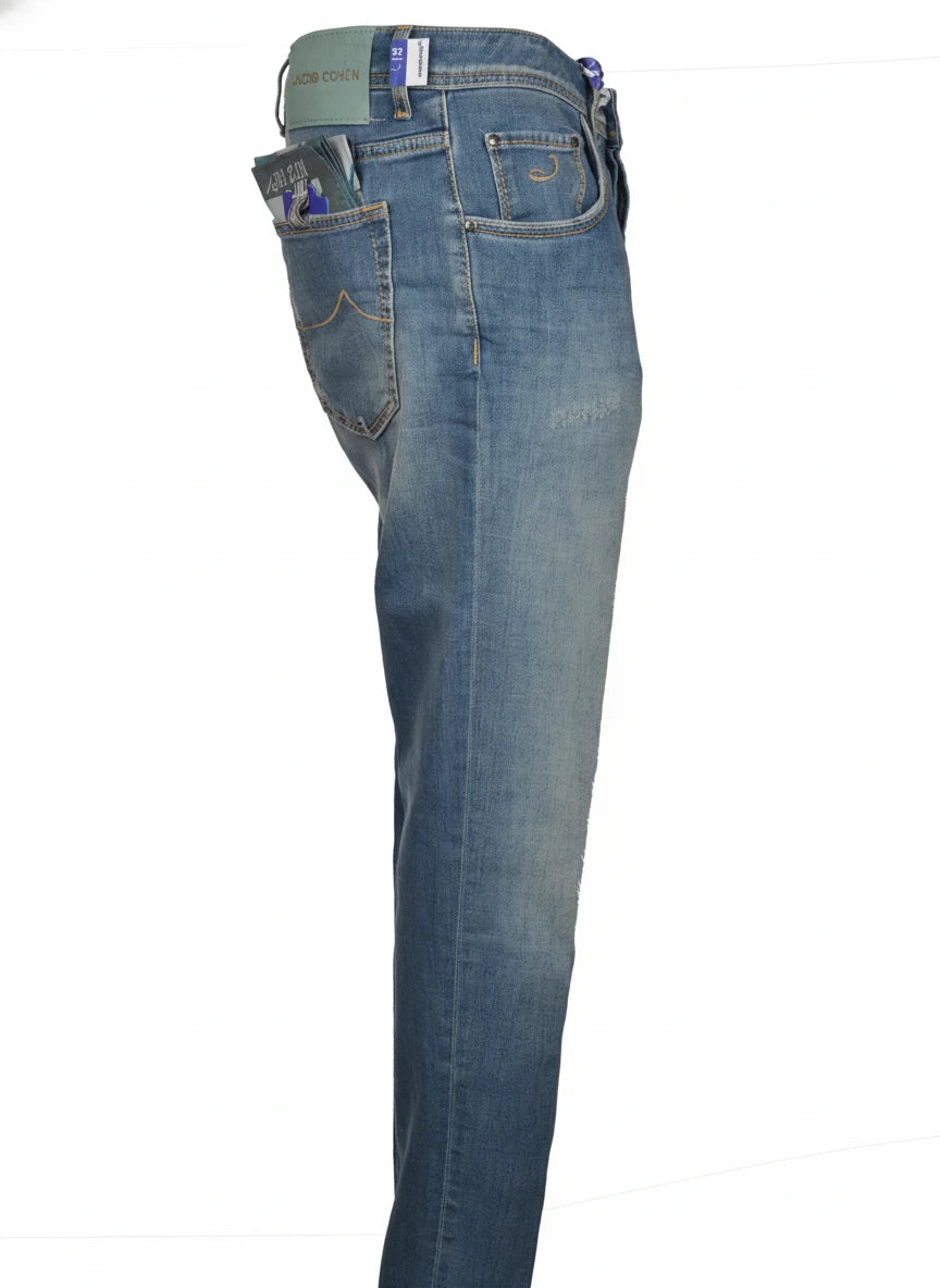 Rear view of jeans cropped light wash Jacob Cohen