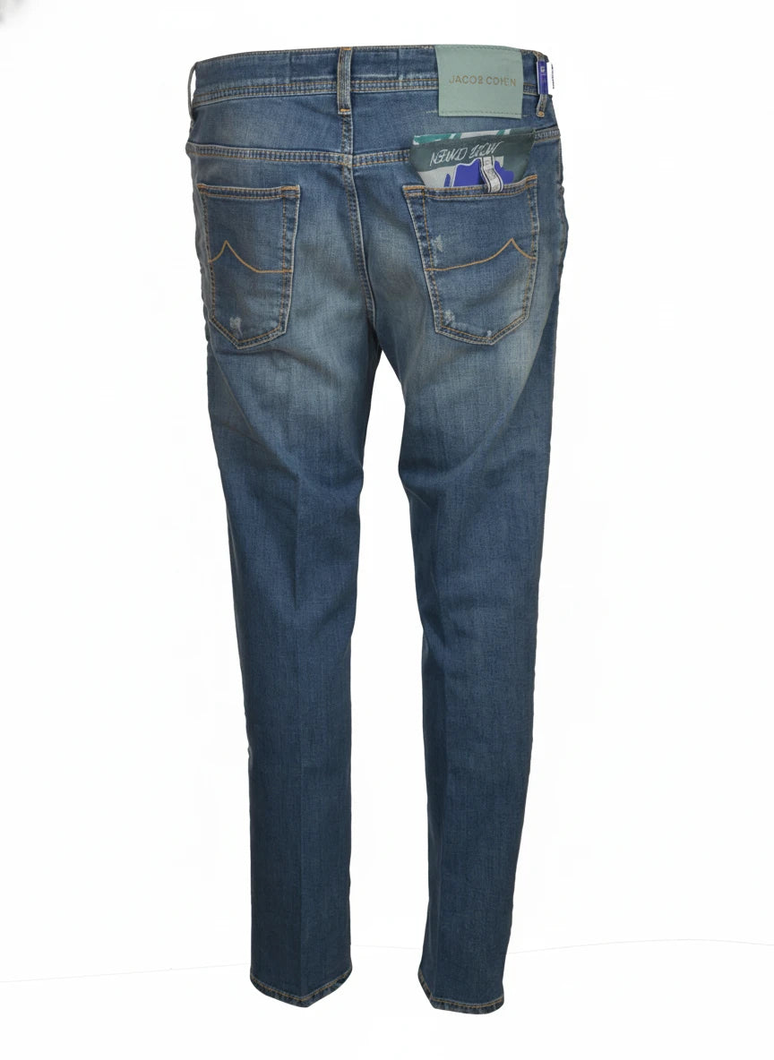 Close‑up detail of jeans cropped light wash Jacob Cohen