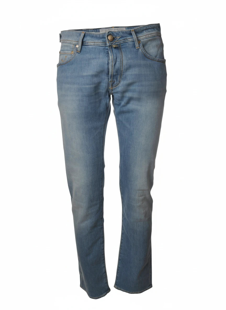 Dettaglio jeans gamba dritta lav chiaro Jacob Cohen in tessuto pregiato