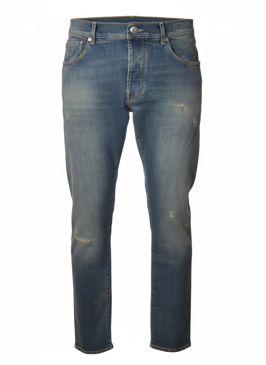 Rear view of jeans straight leg wash Jacob Cohen in premium fabric