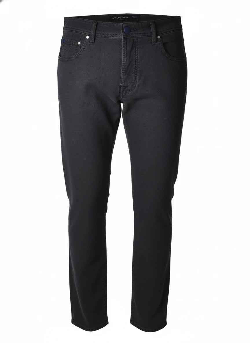 Pantalone da solo frontale pantalone slim fit blu navy Jacob Cohen tessuto operato