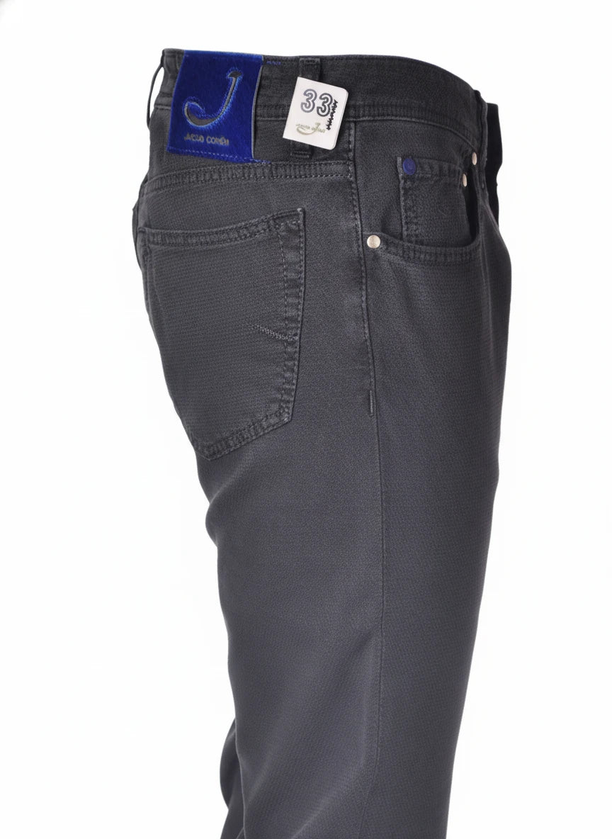 Pantalone da solo da dietro pantalone slim fit blu navy Jacob Cohen tessuto operato