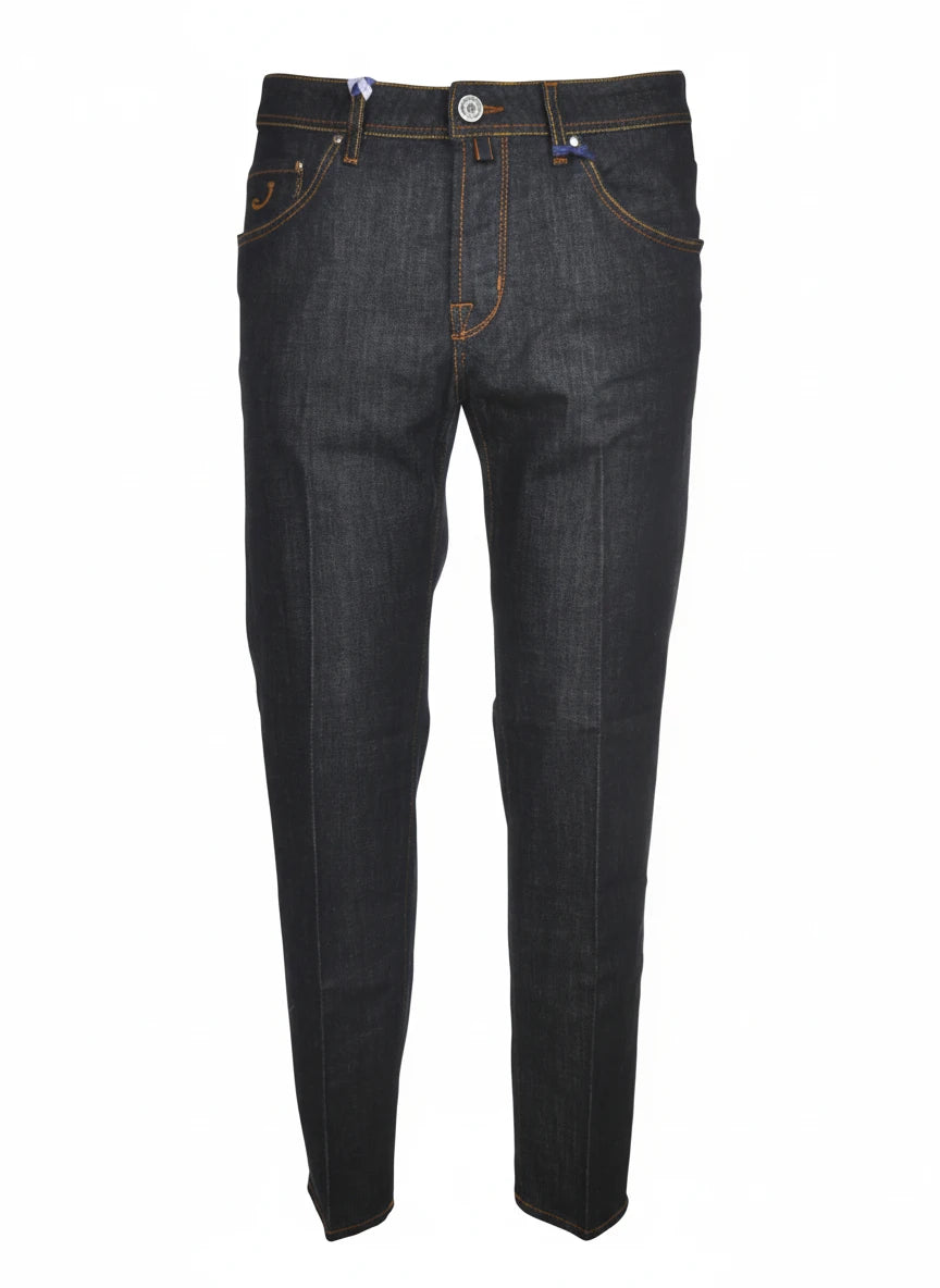 Front view of jeans narrow leg wash blue scur Jacob Cohen