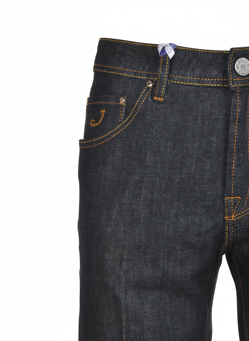 Rear view of jeans narrow leg wash blue scur Jacob Cohen