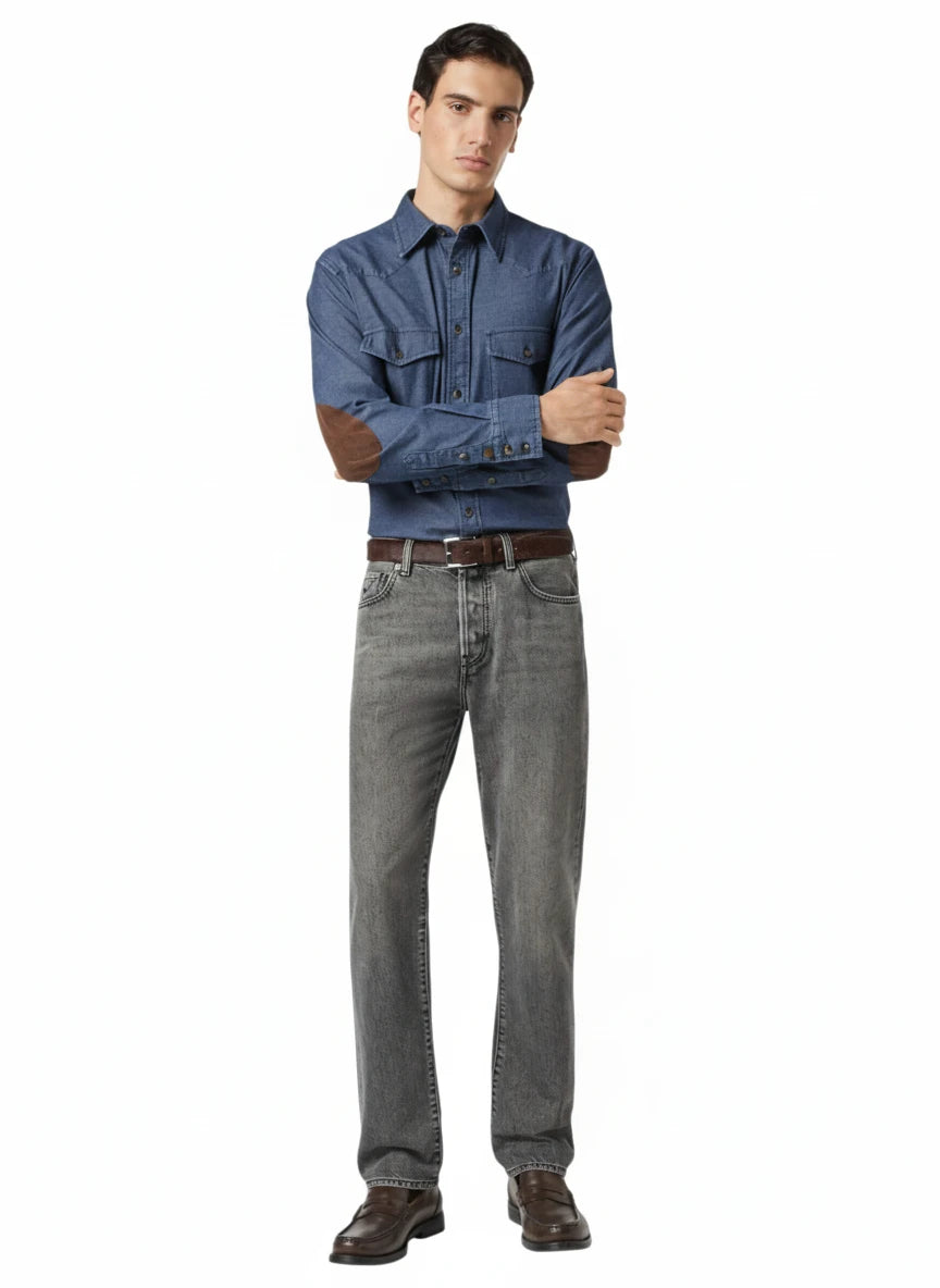 Dettaglio primo piano jeans regular fit d lav nero grig Jacob Cohen