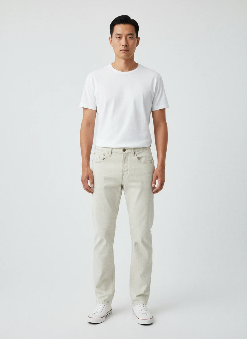 Rear view of jeans straight leg white Jacob Cohen