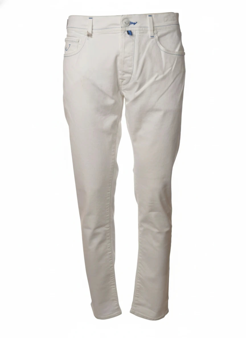 Pantalone da solo da dietro pantalone gamba dritta bianco ottico Jacob Cohen drill di cotone
