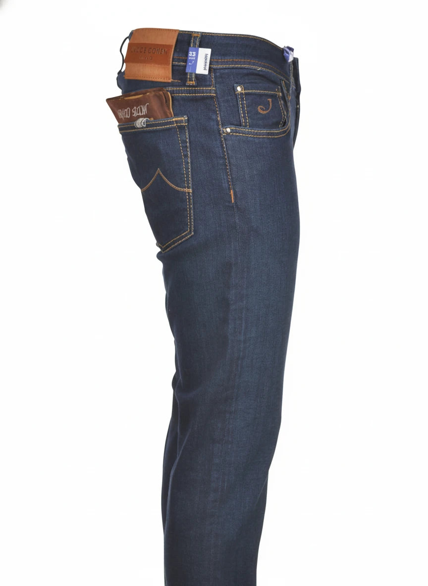 Detail of slim‑fit jeans dark wash Jacob Cohen in premium fabric