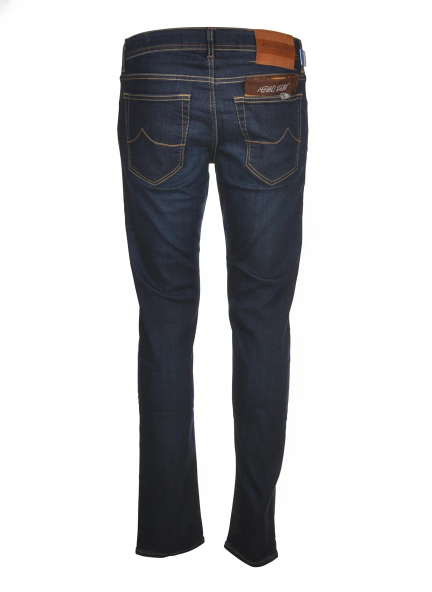 Rear view of slim‑fit jeans dark wash Jacob Cohen