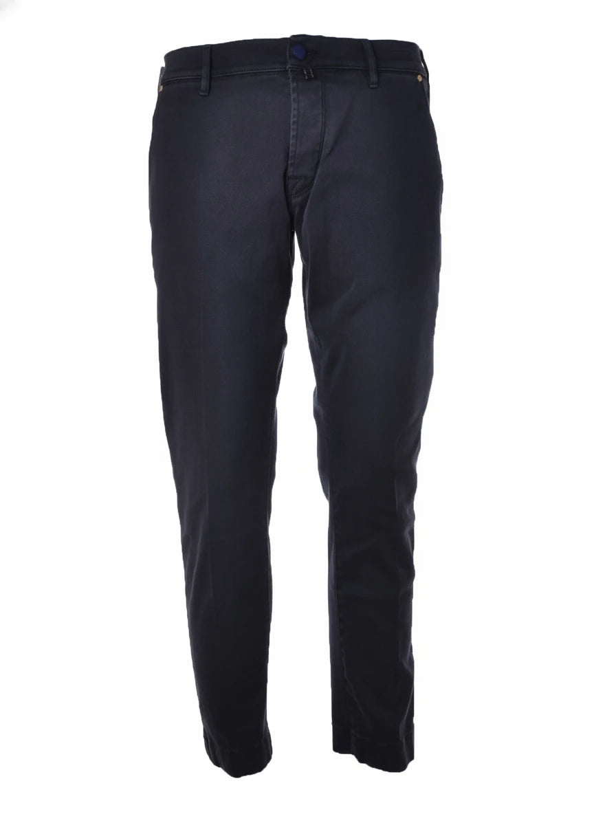 Dettaglio jeans slim fit blu black Jacob Cohen drill delavè in tessuto pregiato