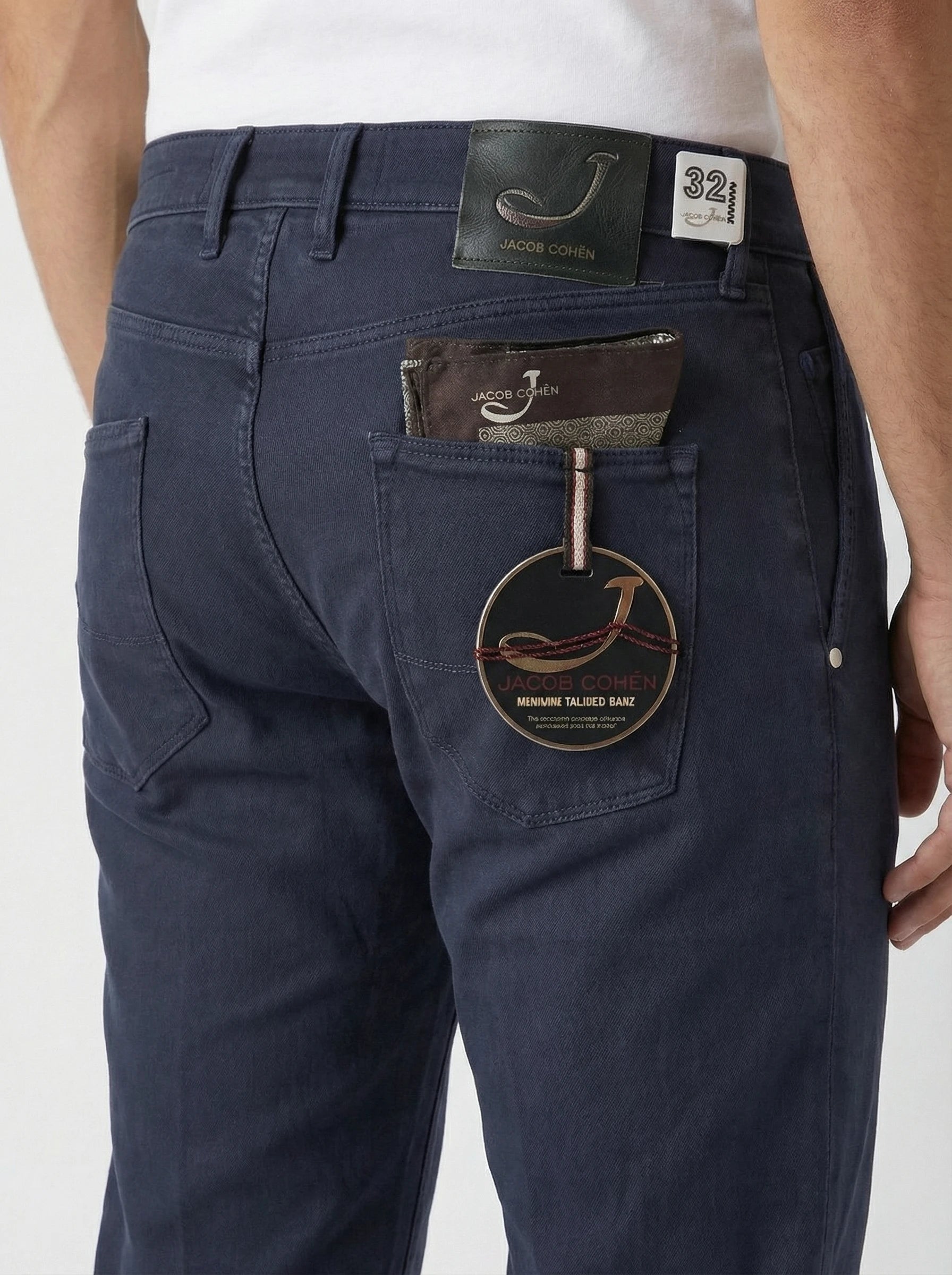 Rear view of slim‑fit jeans blue‑black Jacob Cohen washed drill