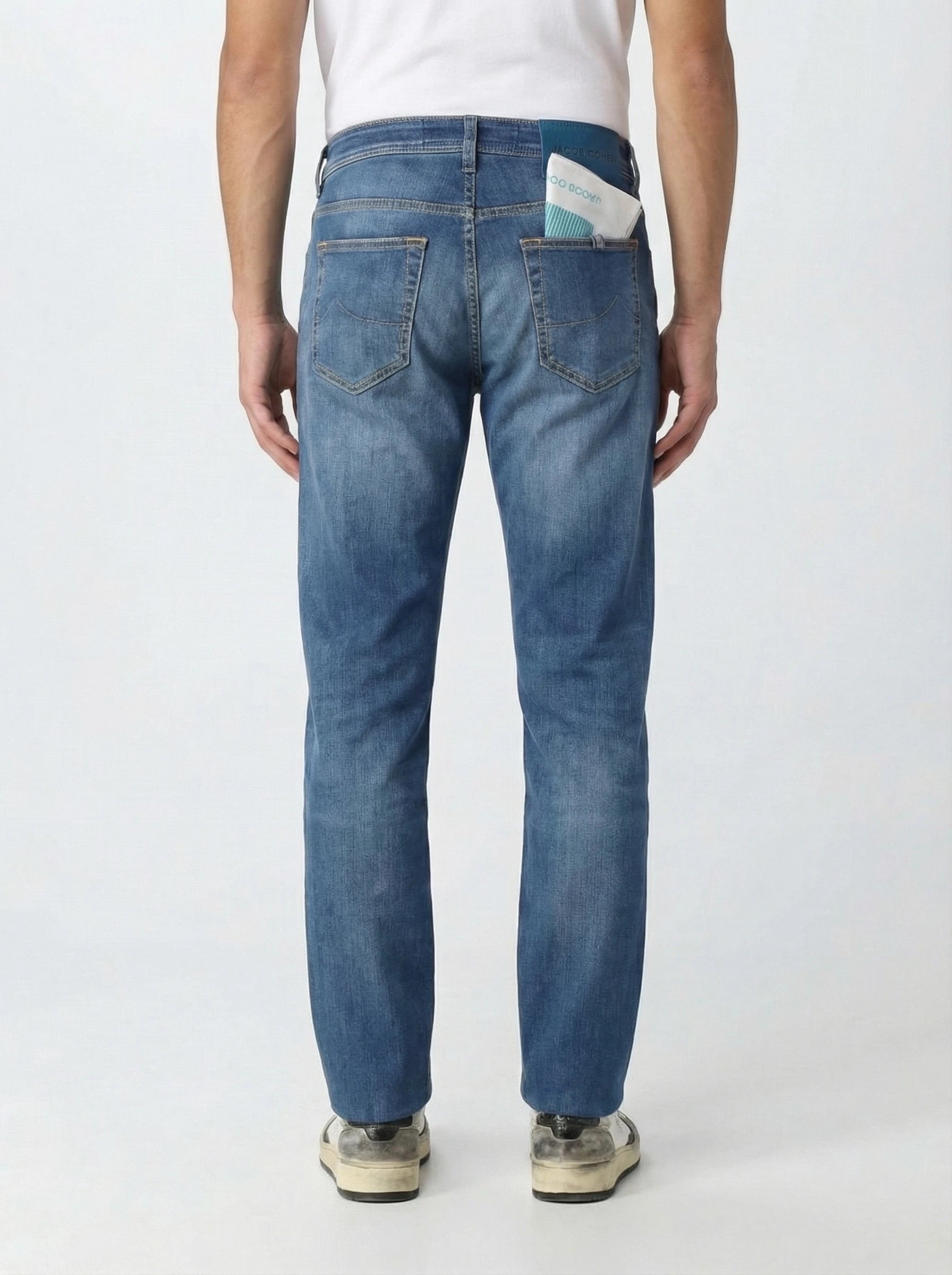 Modello di spalle jeans slim fit d lav chiaro Jacob Cohen tela stretch