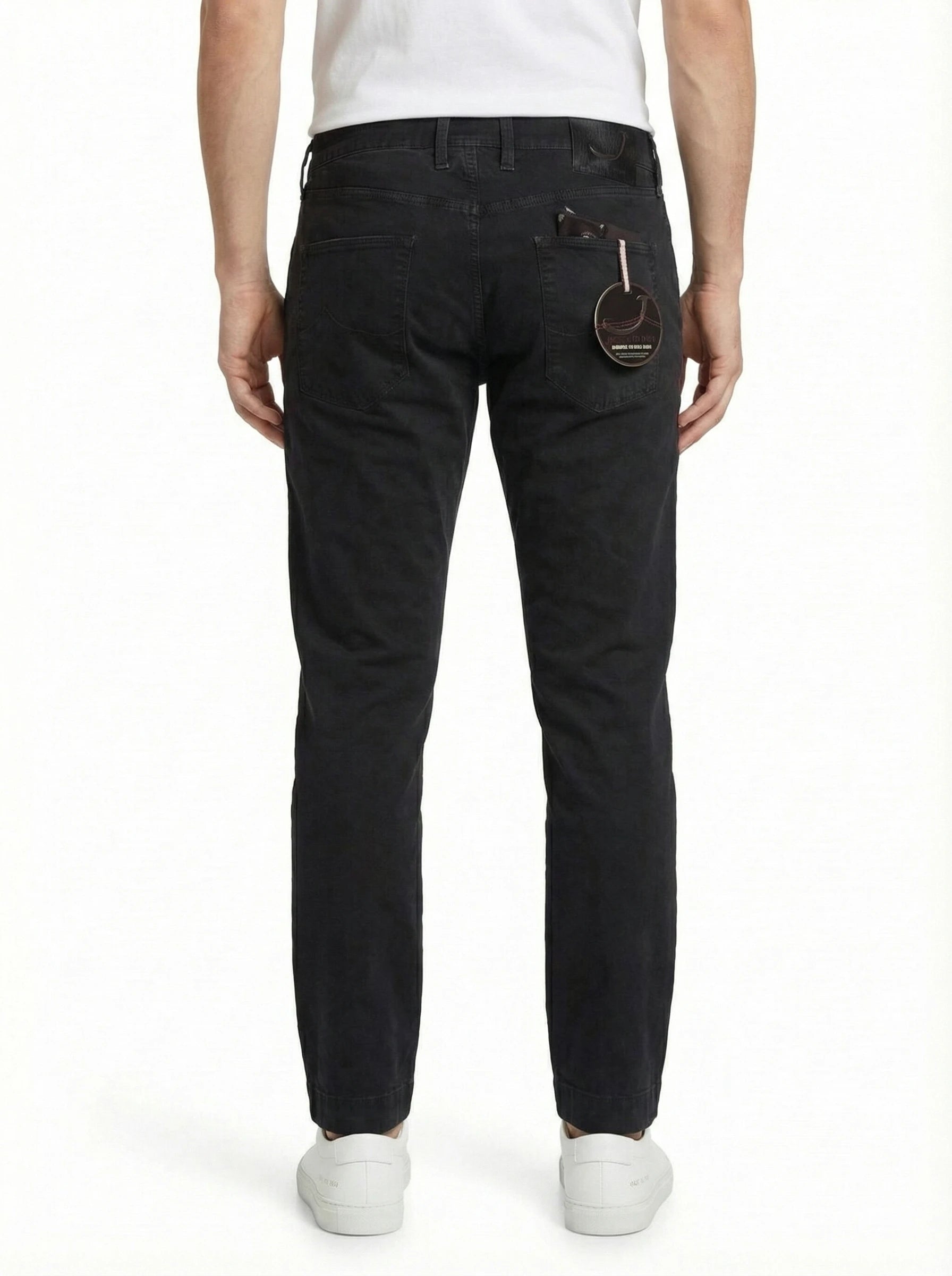 Model 45 with jeans chino slim black Jacob Cohen in stretch fabric