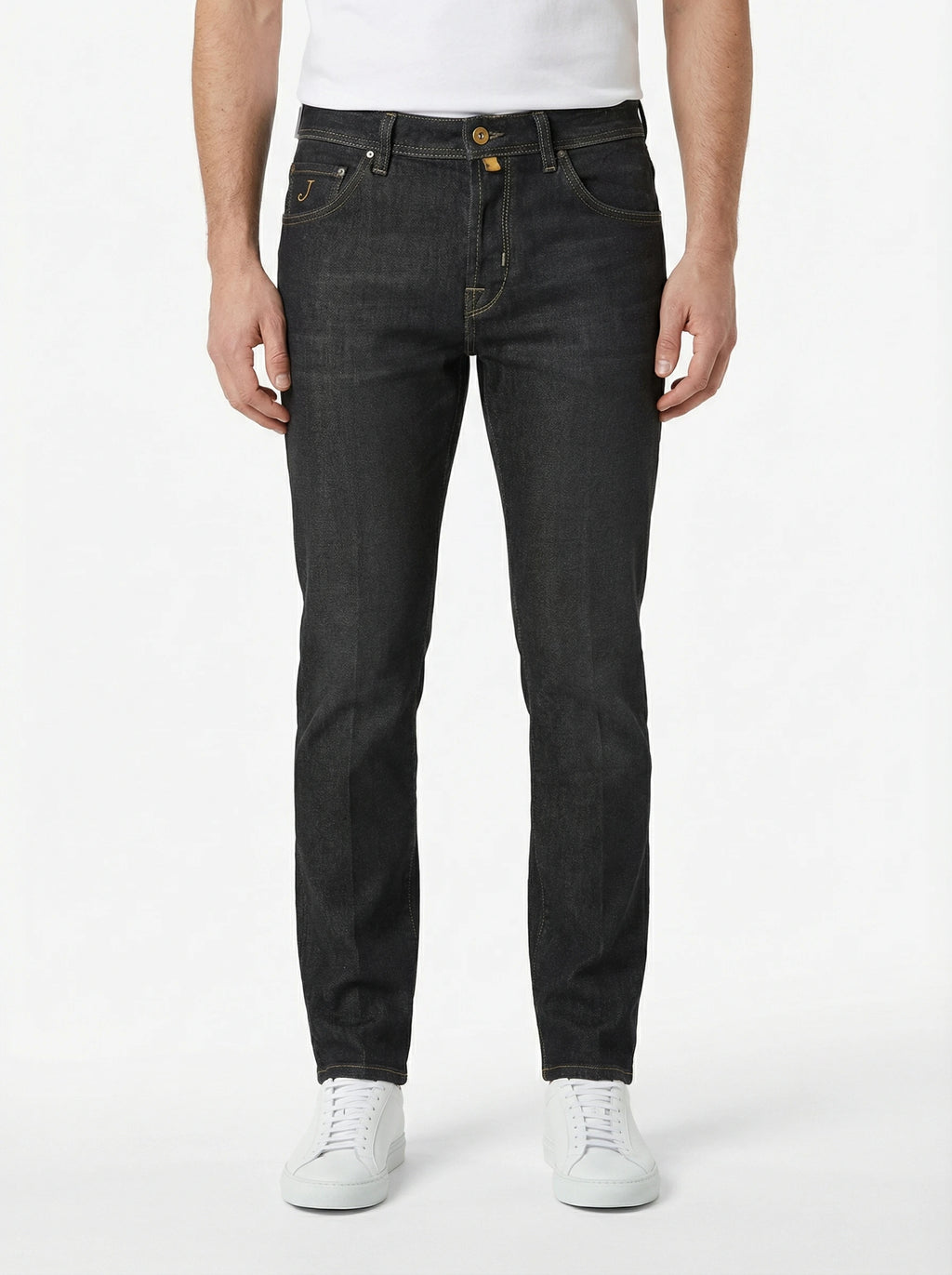 Modello di spalle jeans slim fit d lavnero Jacob Cohen in tessuto pregiato