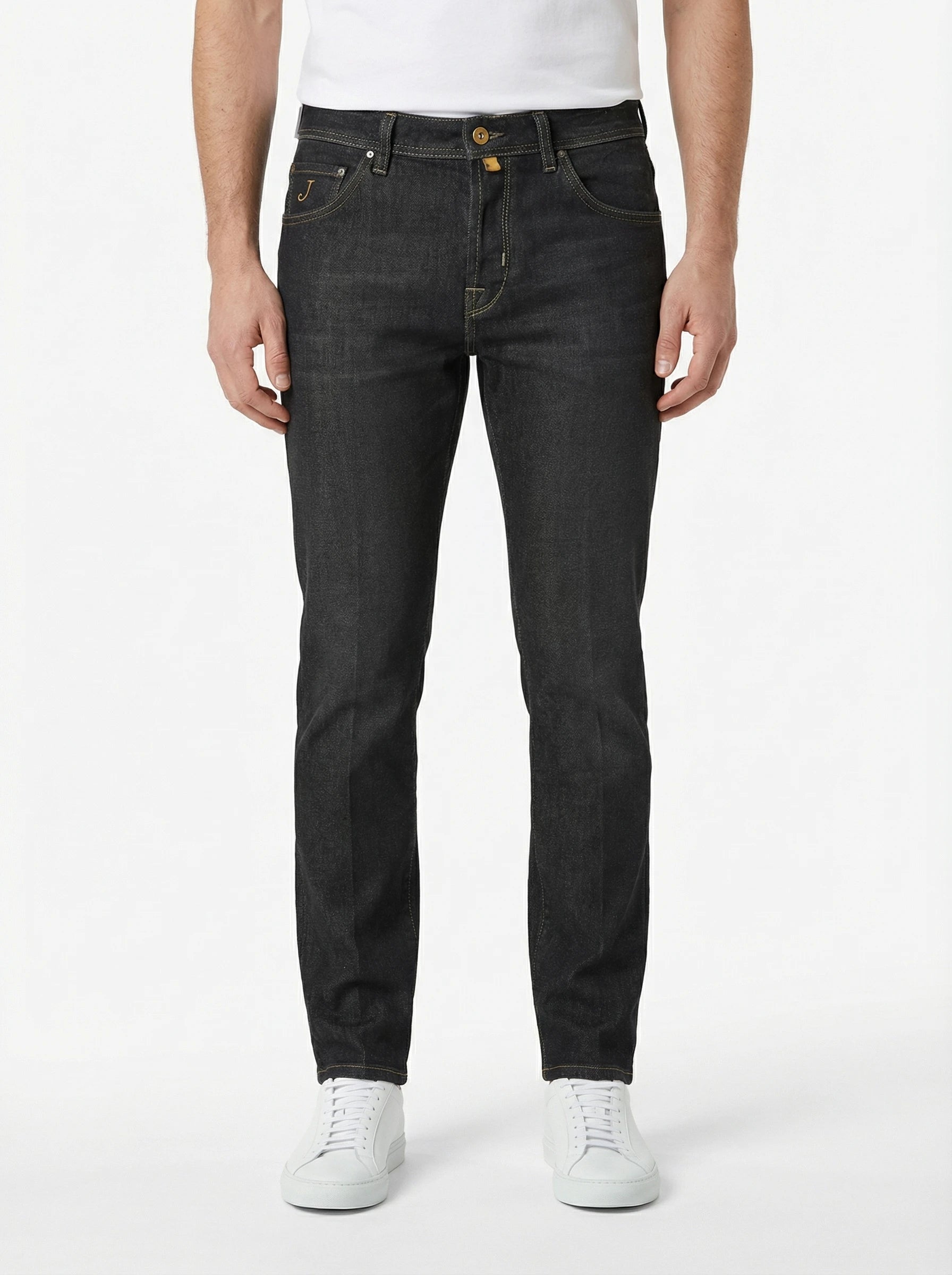 Modello di spalle jeans slim fit d lavnero Jacob Cohen in tessuto pregiato