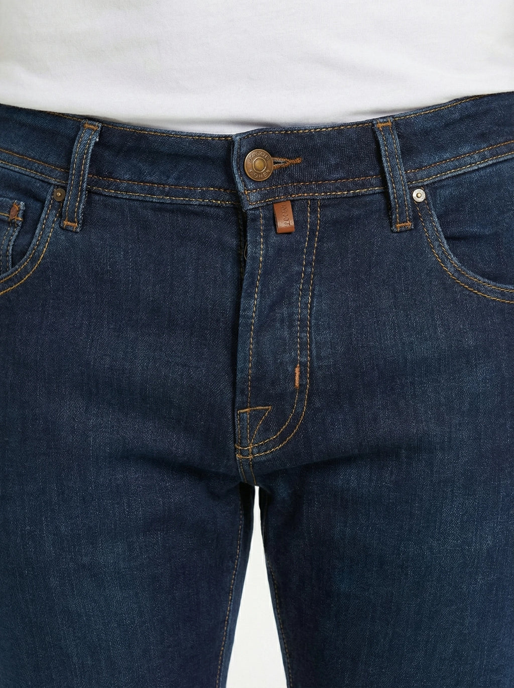 Detail of slim‑fit jeans dark wash Jacob Cohen in premium fabric