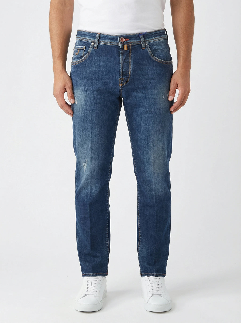 Modello di spalle jeans slim fit d l a v medio Jacob Cohen in tessuto pregiato