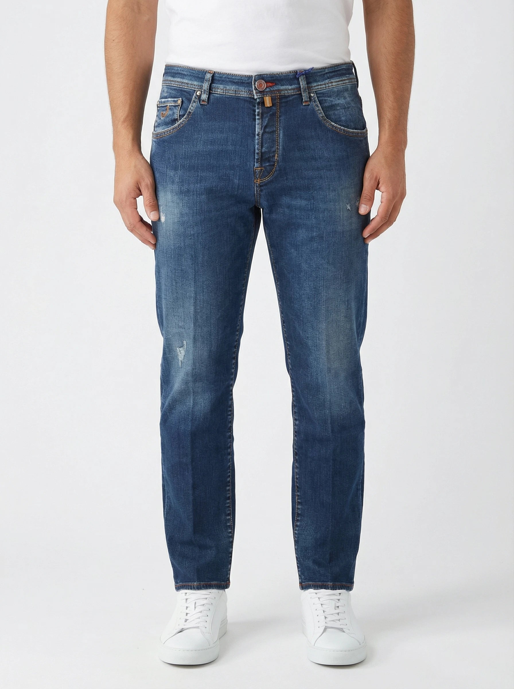 Modello di spalle jeans slim fit d l a v medio Jacob Cohen in tessuto pregiato