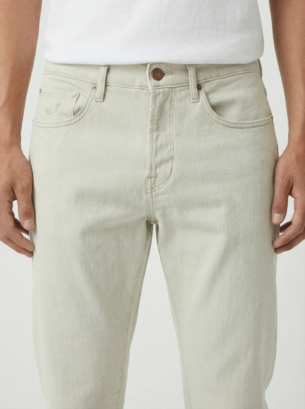 Modello di spalle jeans gamba dritta bianco Jacob Cohen in tessuto pregiato