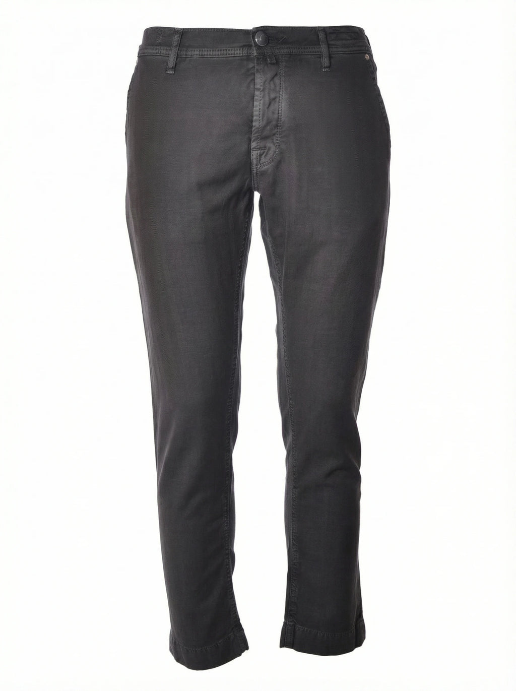 Close-up della salpa in cavallino del pantalone cinque tasche dritto moro chiaro e grigio Jacob Cohen