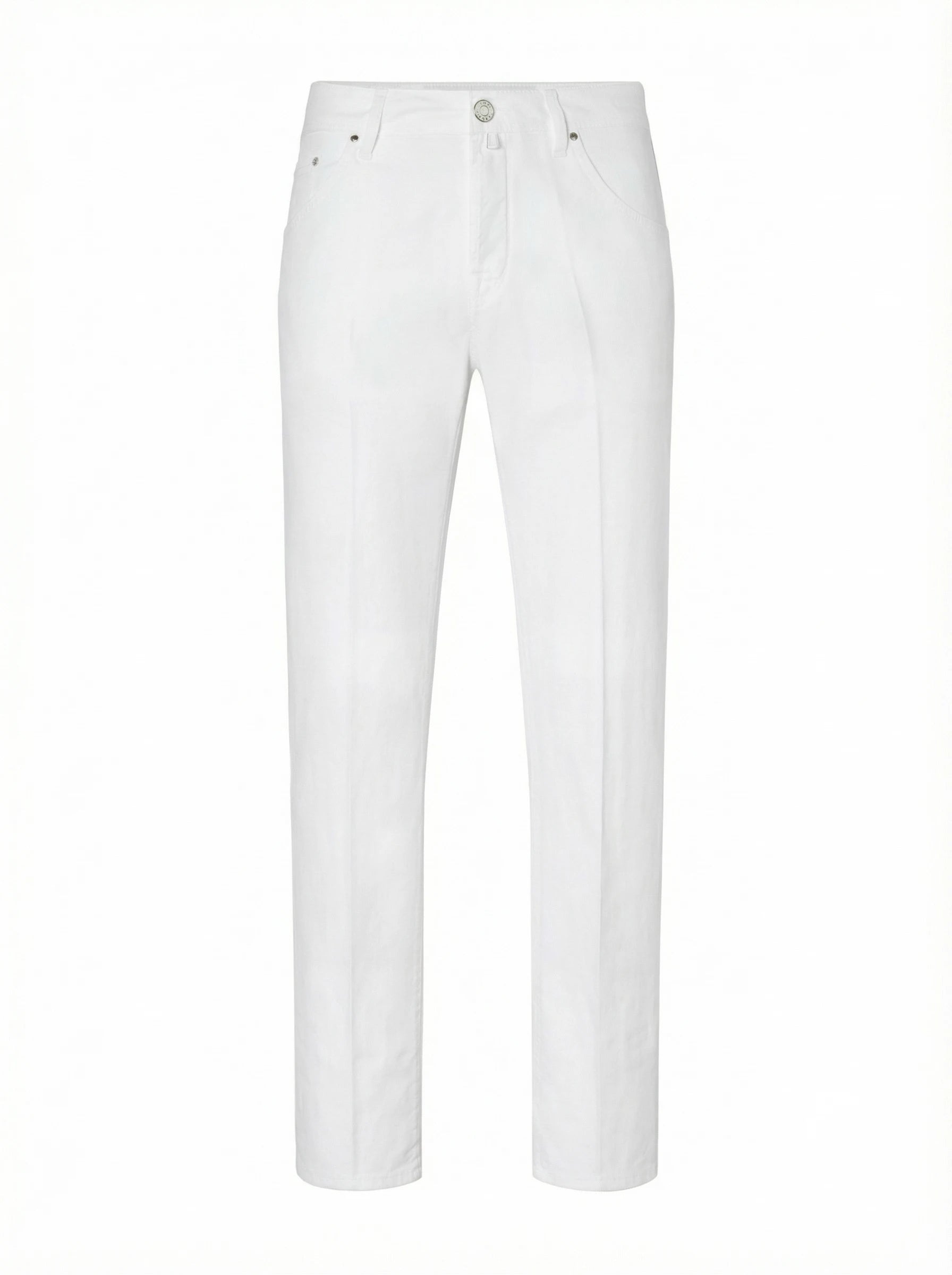 Close-up della salpa in cavallino del pantalone Scott cropped carrot bianco Jacob Cohen