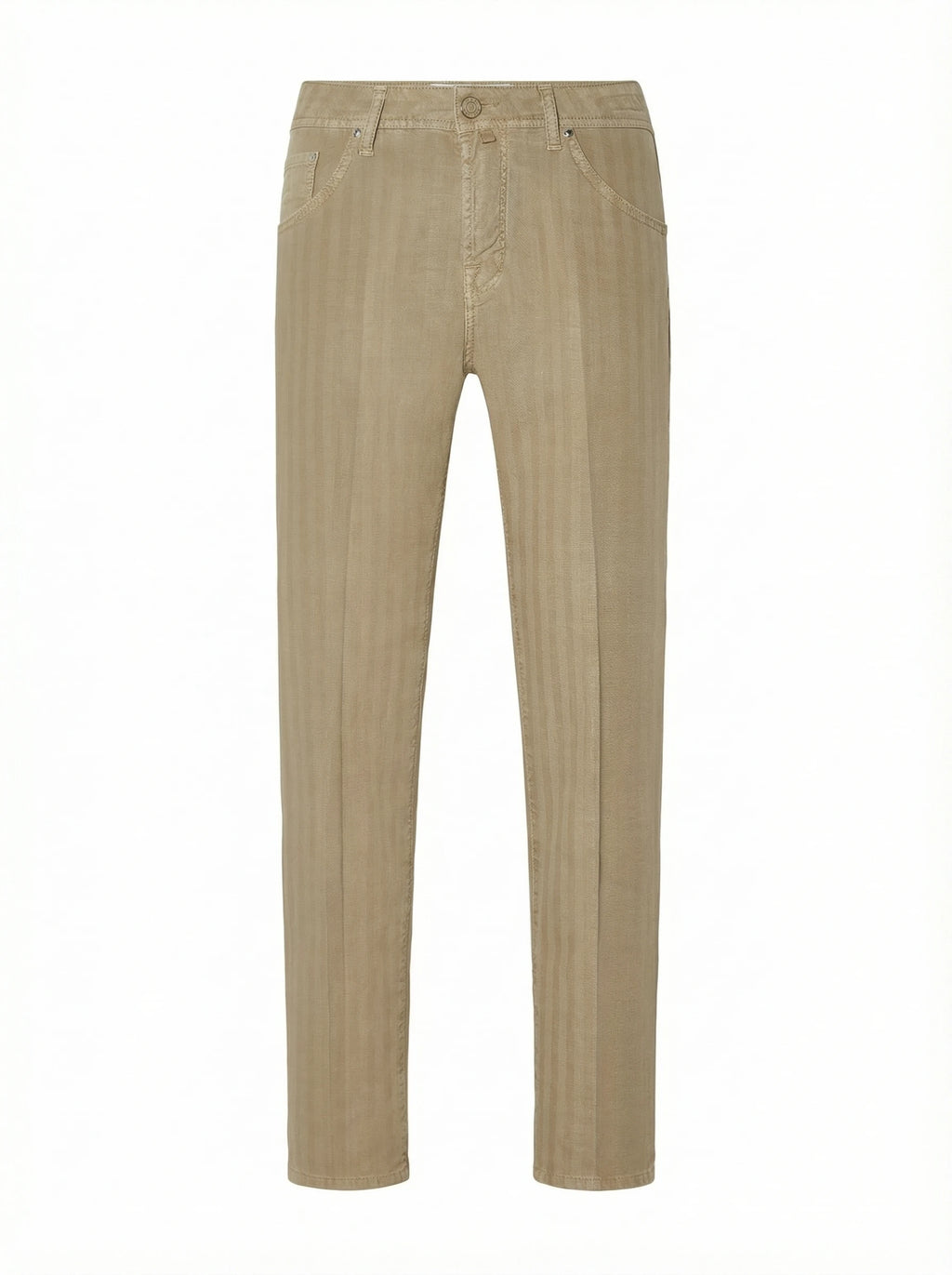 Dettaglio del tessuto e delle cuciture del pantalone Scott cropped carrot beige Jacob Cohen