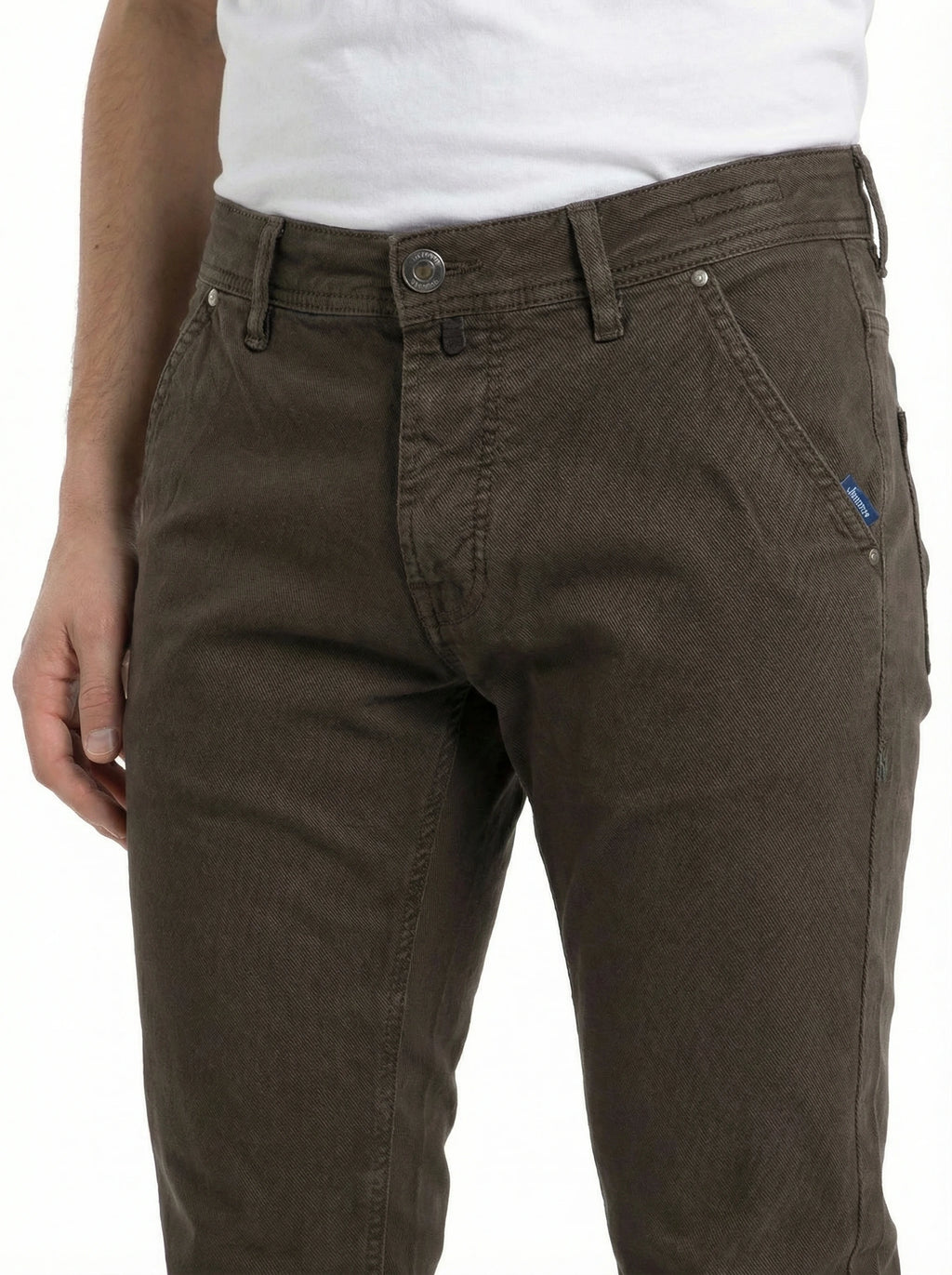 Pants chino slim fit dark brown Jacob Cohen visto for back for solo
