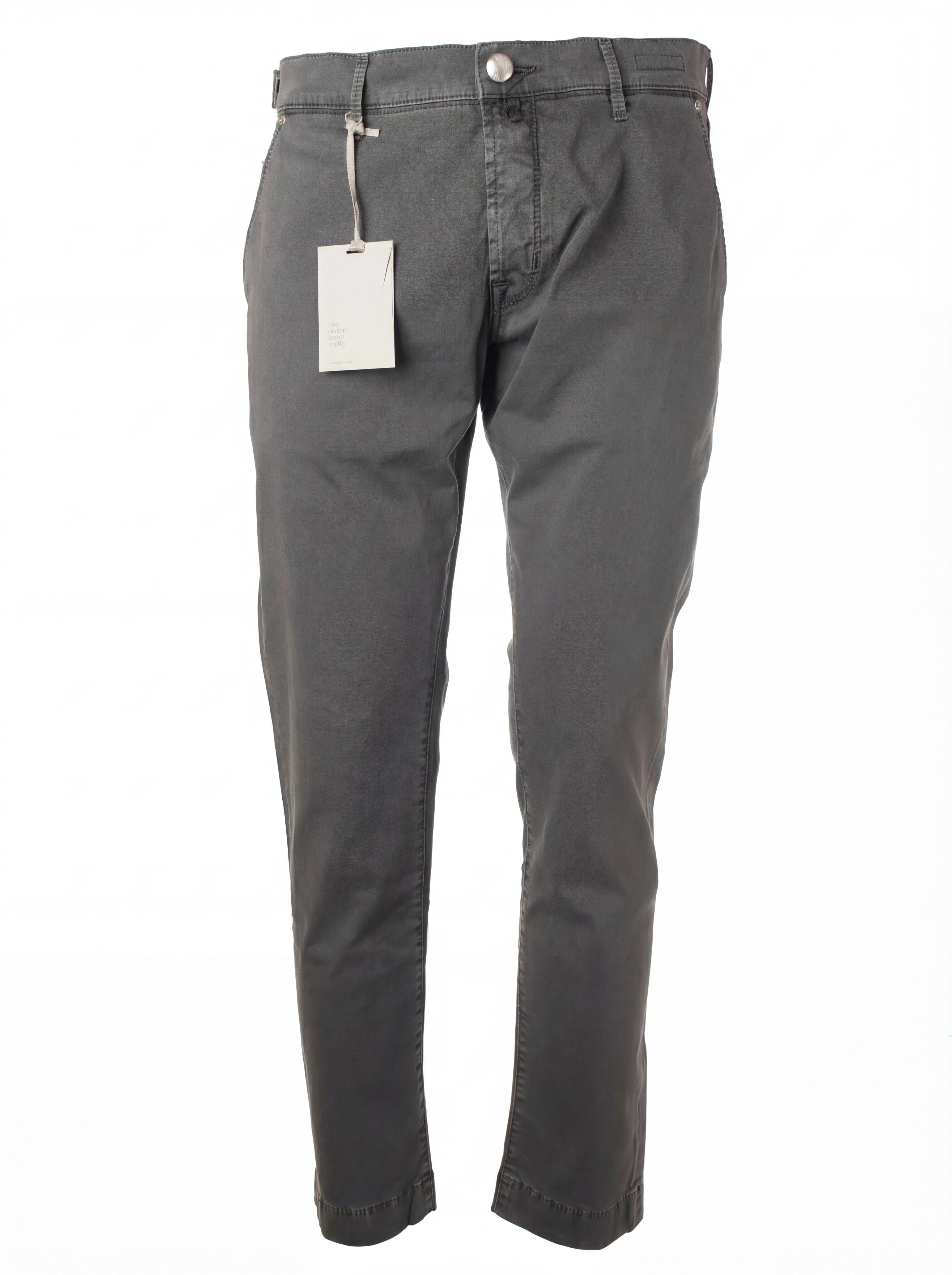 Dettaglio del tessuto e delle cuciture del pantalone chino dritto grigio Jacob Cohen