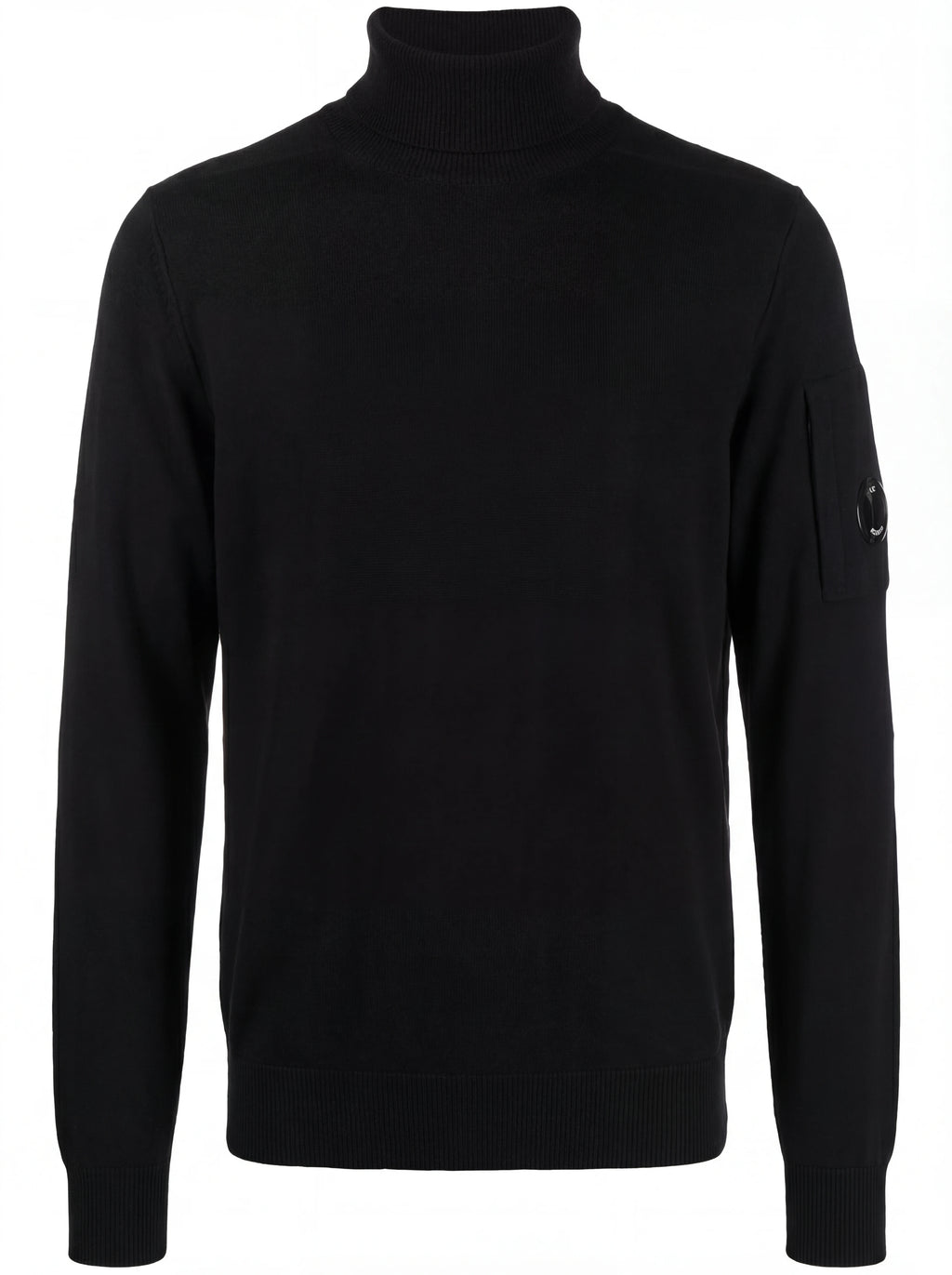 Maglia collo alto vista da dietro, maglia collo alto blu zip taschino C.P. Company da uomo