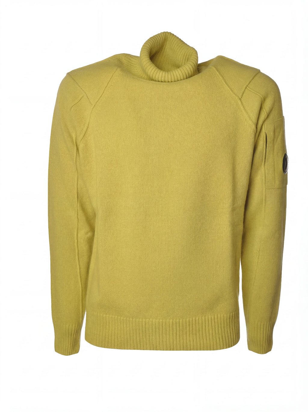 Dettaglio maglia collo alto cedro spalla raglan manica a rilievo C.P. Company da uomo